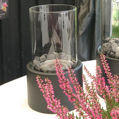 Bordpejs, minipejs, Hygge, Flamme, Dekoration, Bordpynt, sort granit, deko sten, hvide sten, Hygge med stil